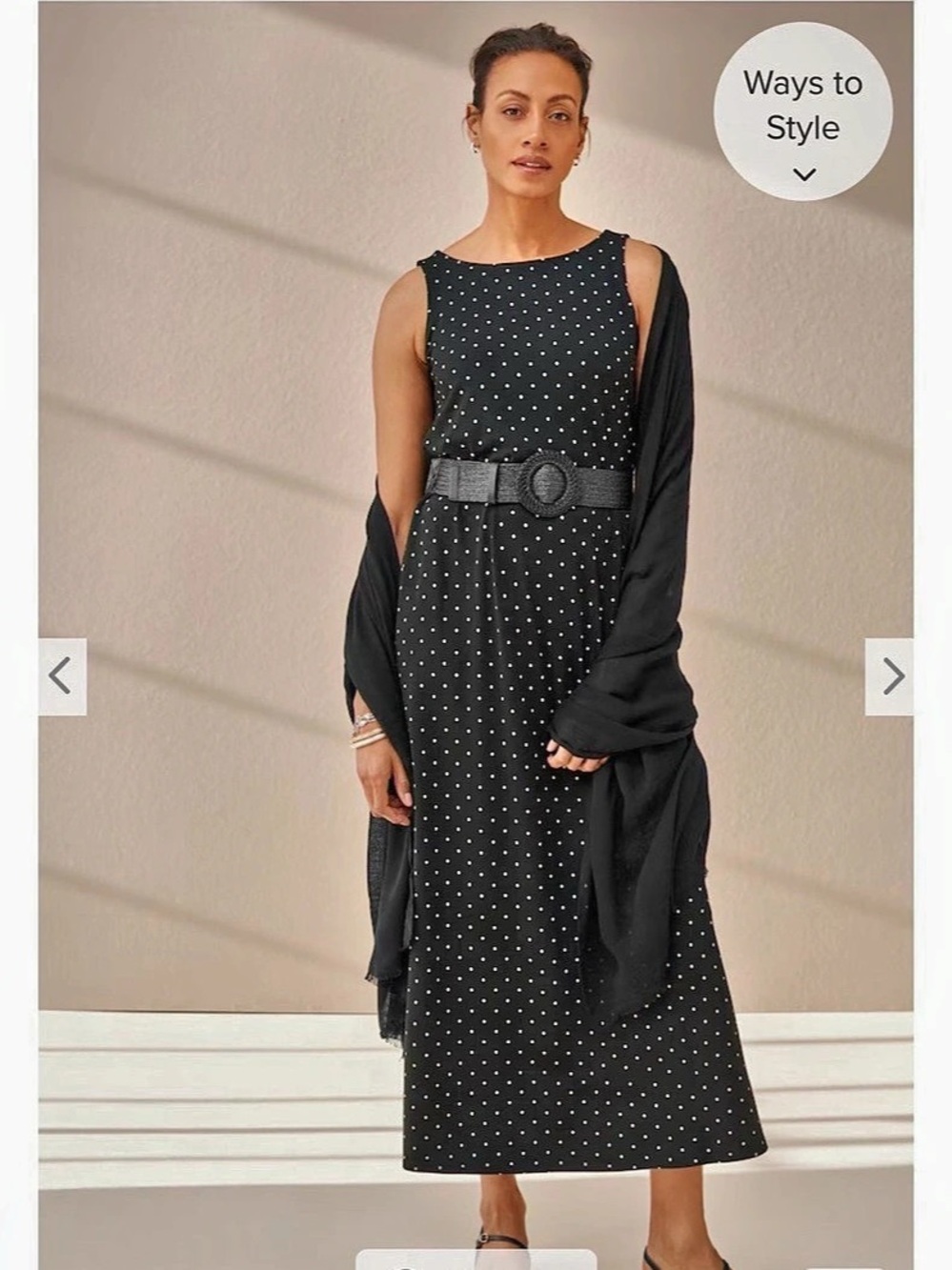 j. jill Button Back Dress Polka Dot Midi Black & White Size Large